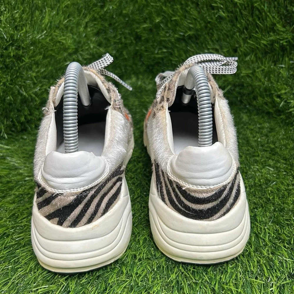 White Raven Women Leopard Zebra Animal Print Chunky Platform Sneakers Orange 7.5